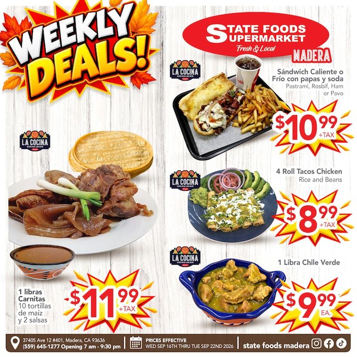 State Foods Supermarket (Madera, CA) Weekly Ad September 16 - 22, 2026