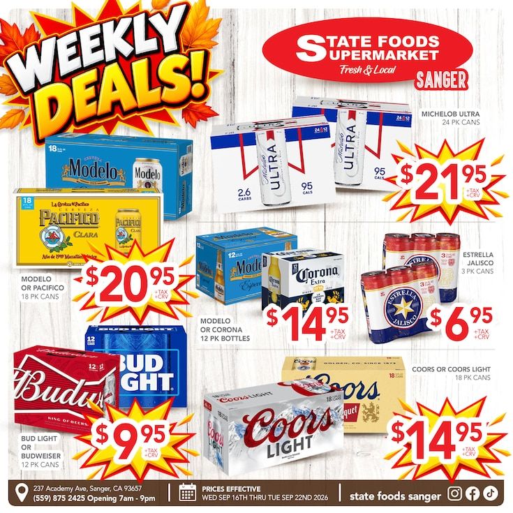 State Foods Supermarket (Sanger, CA) Weekly Ad September 16 - 22, 2026