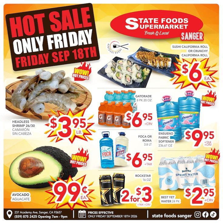 State Foods Supermarket (Sanger, CA) Weekly Ad September 16 - 22, 2026
