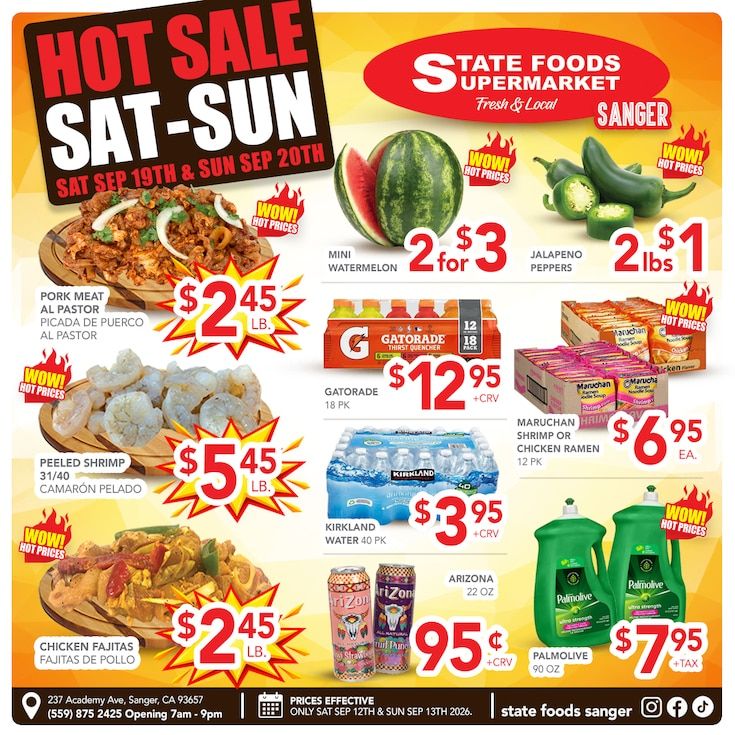 State Foods Supermarket (Sanger, CA) Weekly Ad September 16 - 22, 2026