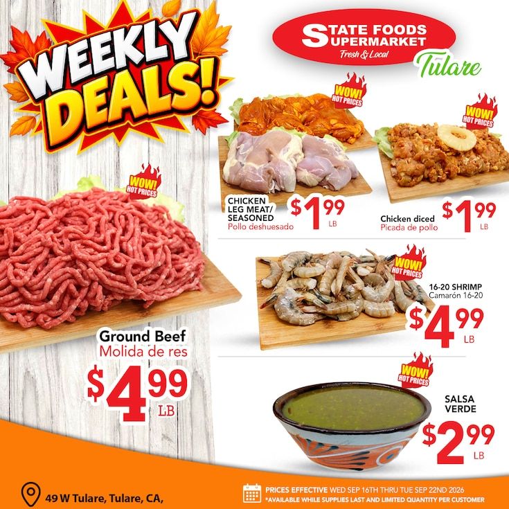 State Foods Supermarket (Tulare, CA) Weekly Ad September 16 - 22, 2026