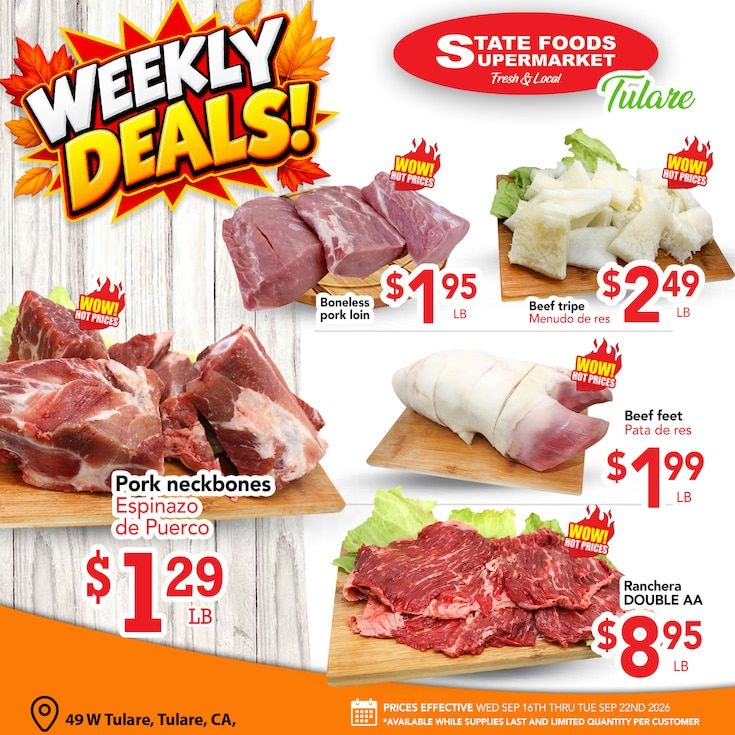 State Foods Supermarket (Tulare, CA) Weekly Ad September 16 - 22, 2026