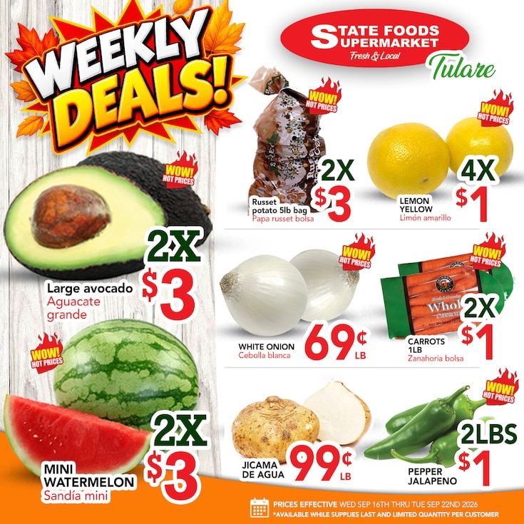 State Foods Supermarket (Tulare, CA) Weekly Ad September 16 - 22, 2026
