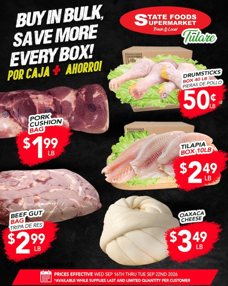 State Foods Supermarket (Tulare, CA) Weekly Ad September 16 - 22, 2026