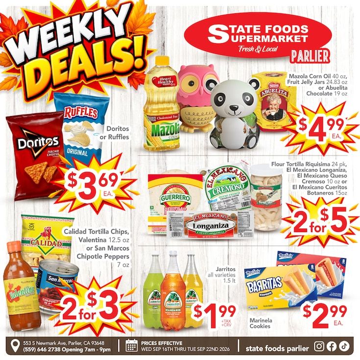 State Foods Supermarket (Parlier, CA) Weekly Ad September 16 - 22, 2026