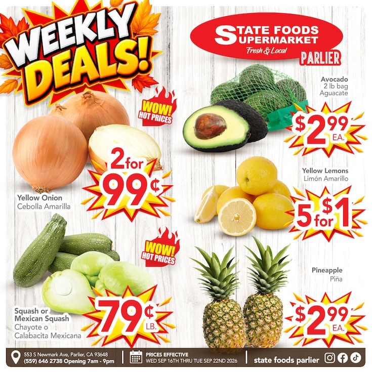 State Foods Supermarket (Parlier, CA) Weekly Ad September 16 - 22, 2026