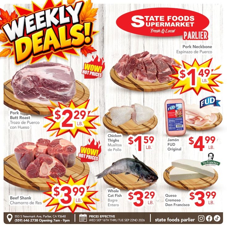 State Foods Supermarket (Parlier, CA) Weekly Ad September 16 - 22, 2026