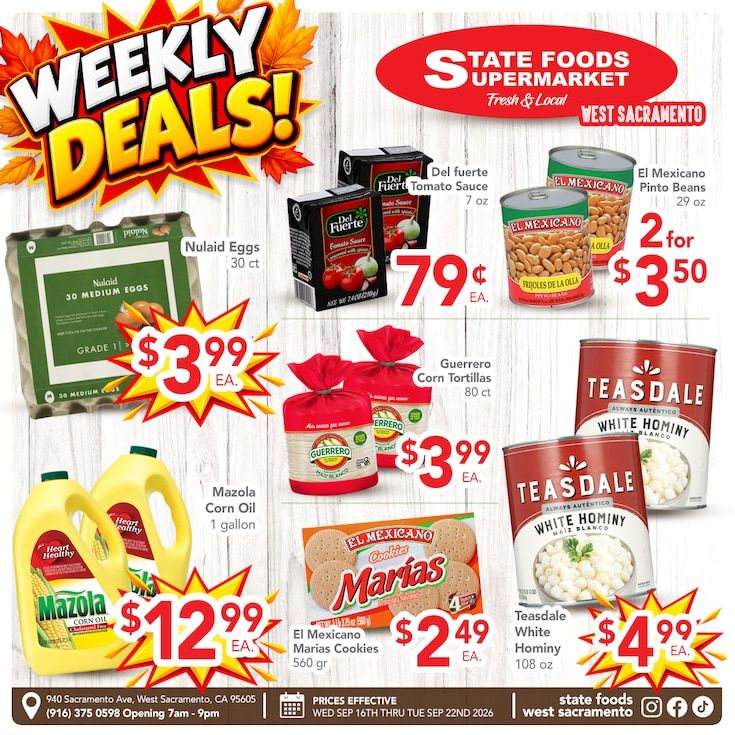 State Foods Supermarket (West Sacramento, CA) Weekly Ad September 16 - 22, 2026