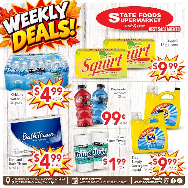 State Foods Supermarket (West Sacramento, CA) Weekly Ad September 16 - 22, 2026