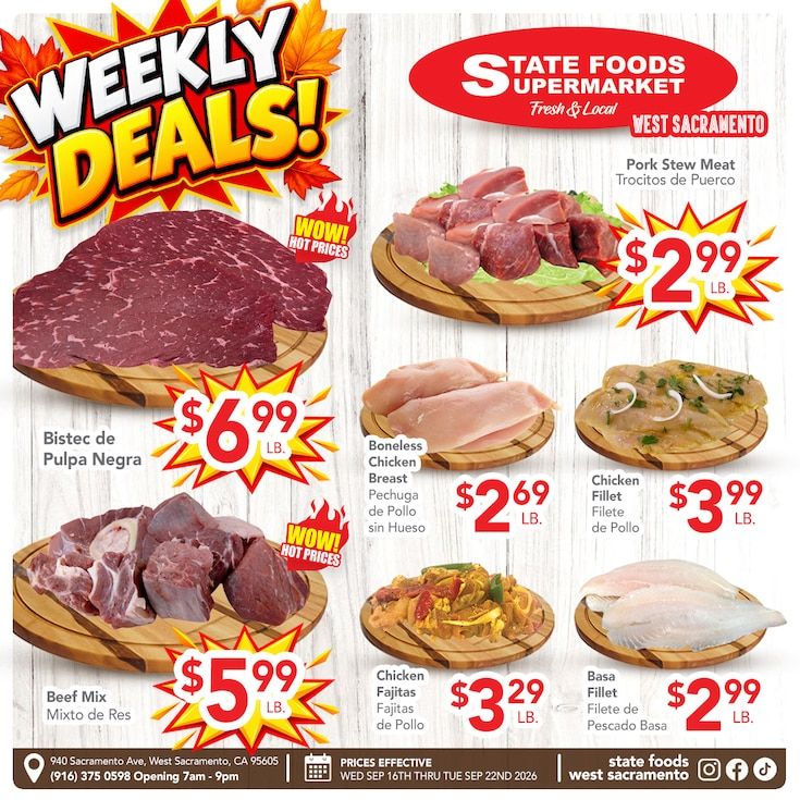 State Foods Supermarket (West Sacramento, CA) Weekly Ad September 16 - 22, 2026