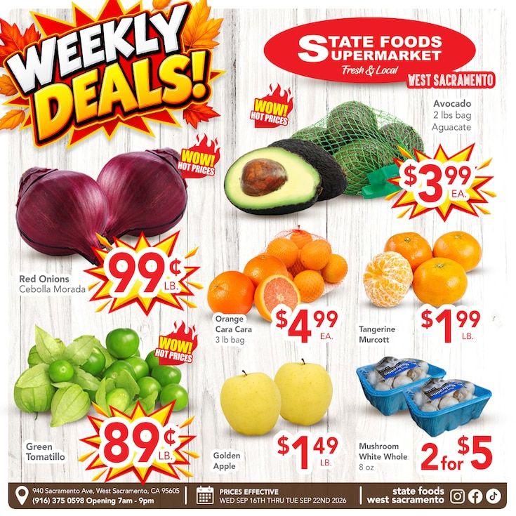 State Foods Supermarket (West Sacramento, CA) Weekly Ad September 16 - 22, 2026
