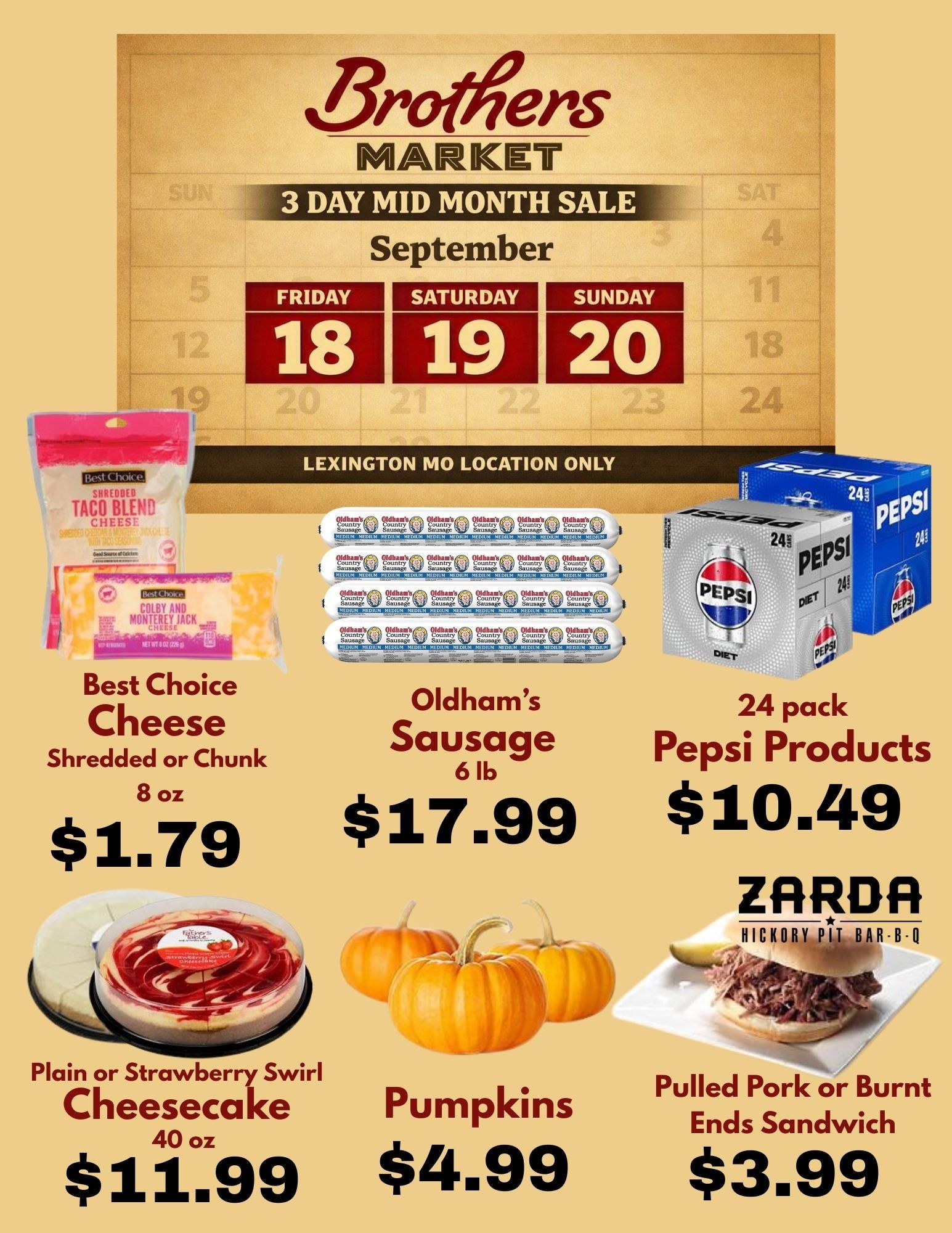 Brothers Market (Lexington, MO) 3 Day Sale Weekly Ad September 18 - 20, 2026