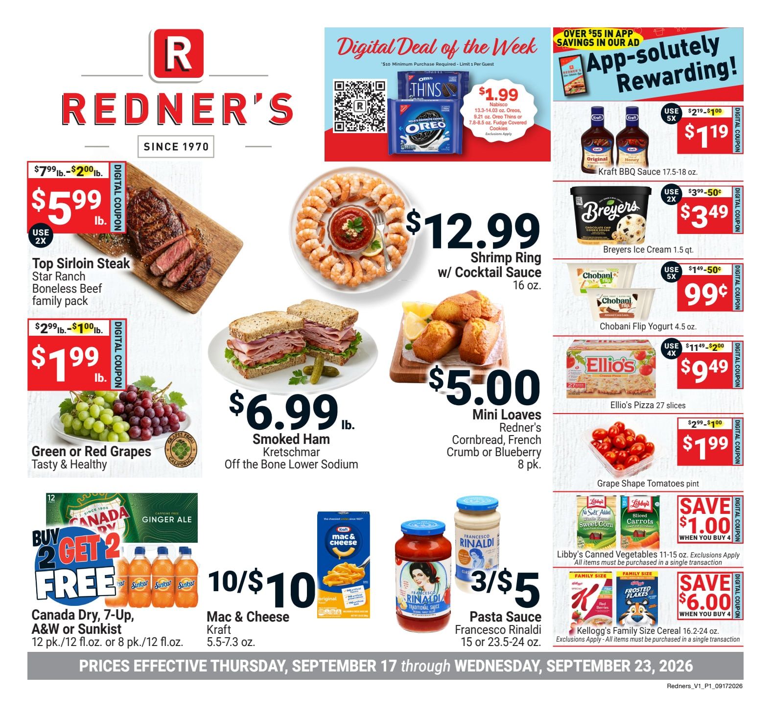 Redner's Markets (Nesquehoning, PA) Weekly Ad September 17 - 23, 2026
