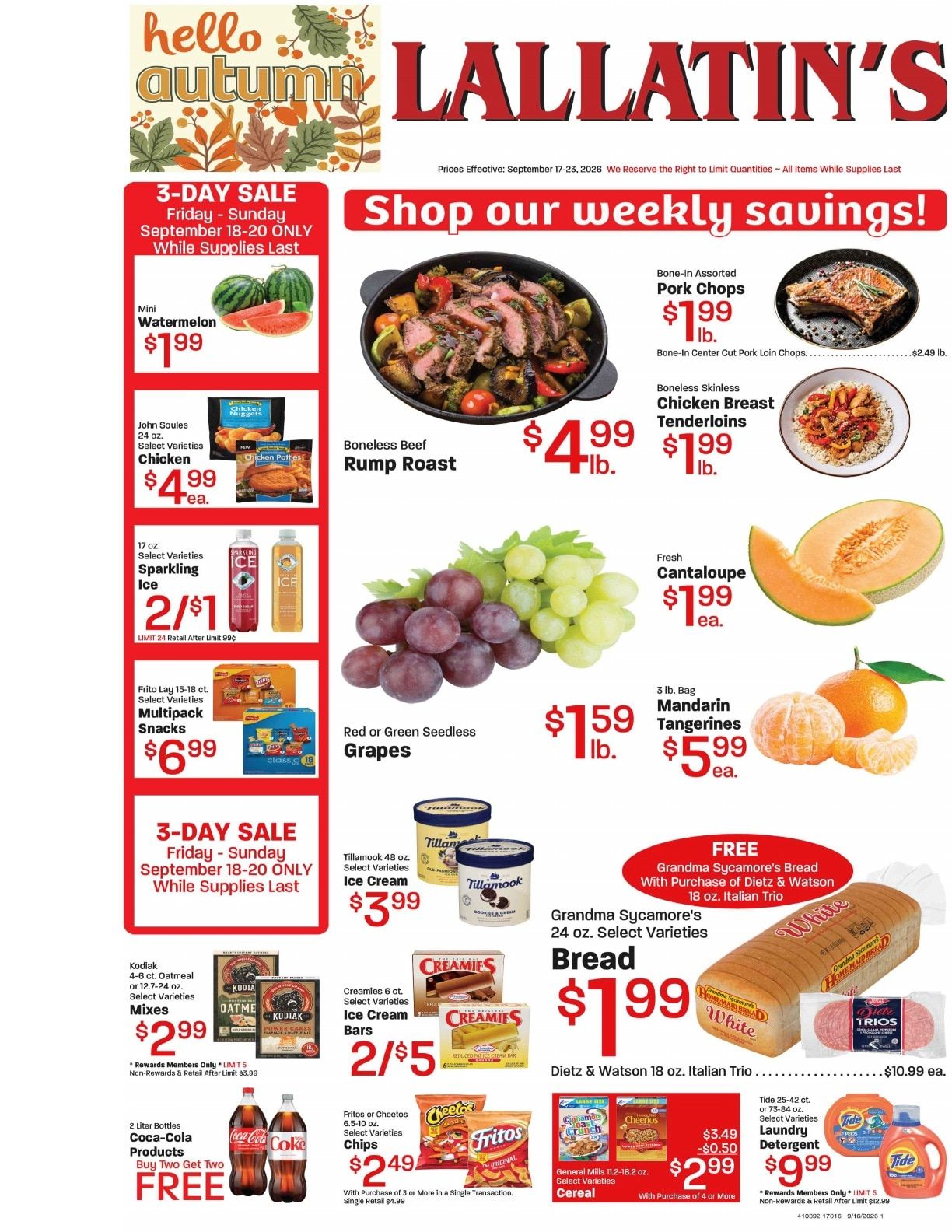 Lallatin Food Town Weekly Ad September 16 - 22, 2026