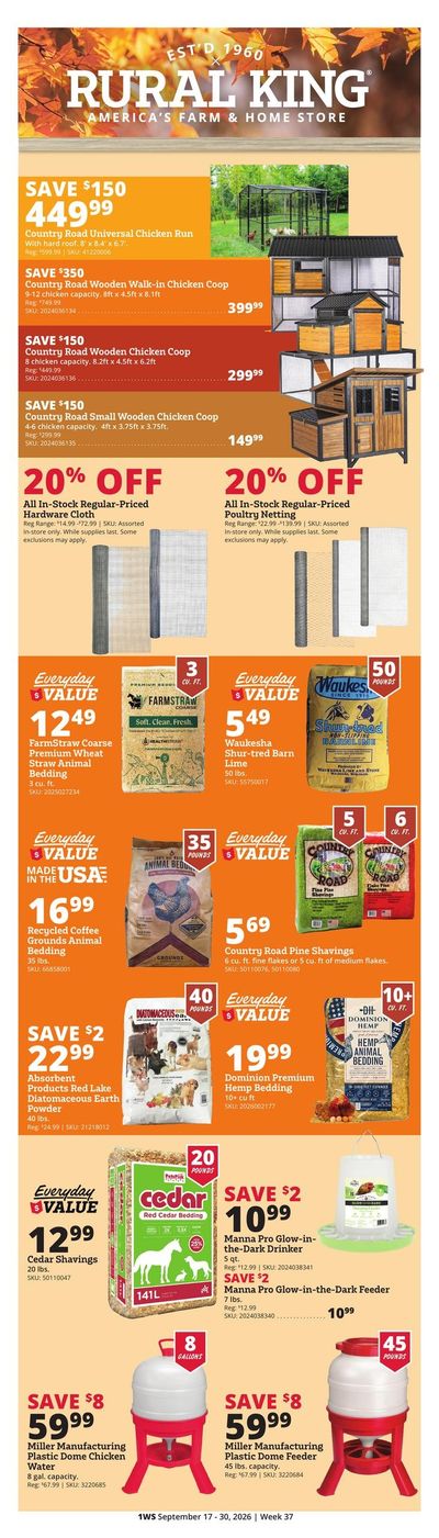Rural King (Coosada Area, AL) Weekly Ad September 17 - 30, 2026