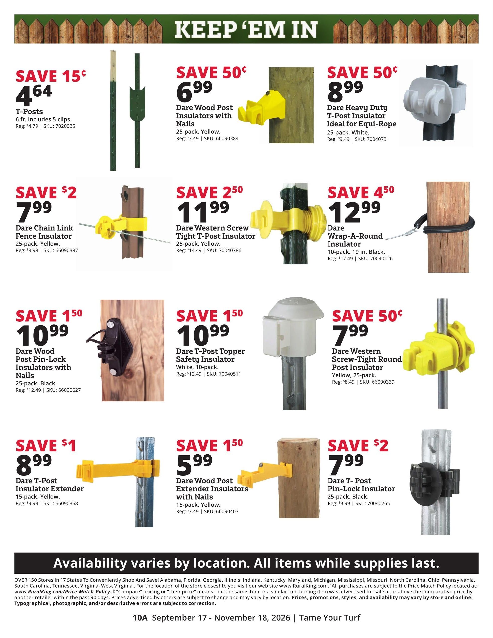 Rural King Weekly Ad September 17 - November 18, 2026