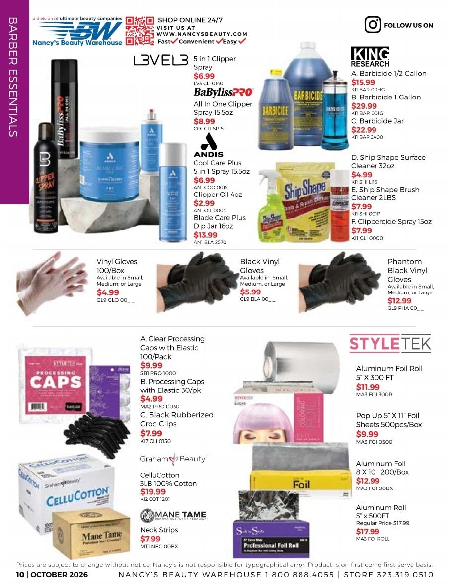 Nancy's Beauty Warehouse Monthly Catalog Weekly Ad October 1 - 31, 2026
