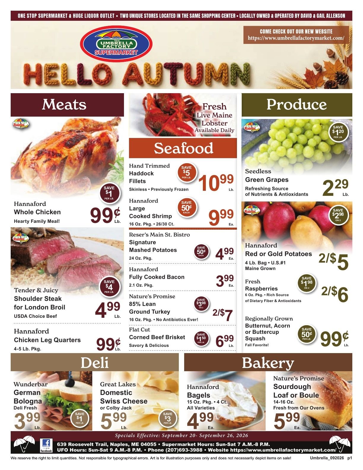 Umbrella Factory Supermarket Weekly Ad September 20 - 26, 2026