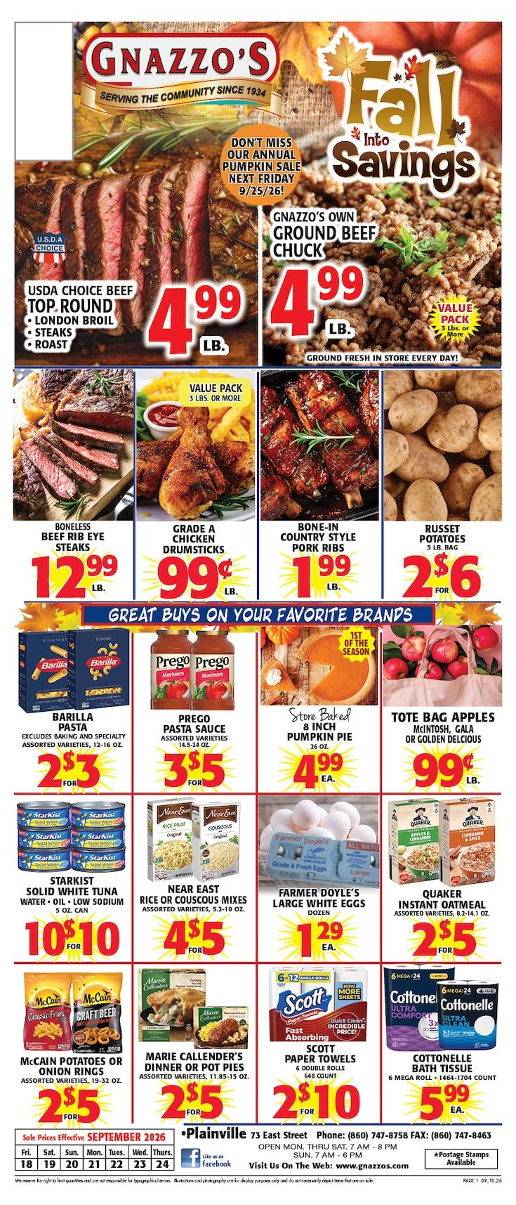 Gnazzo's Food Center Weekly Ad September 16 - 22, 2026