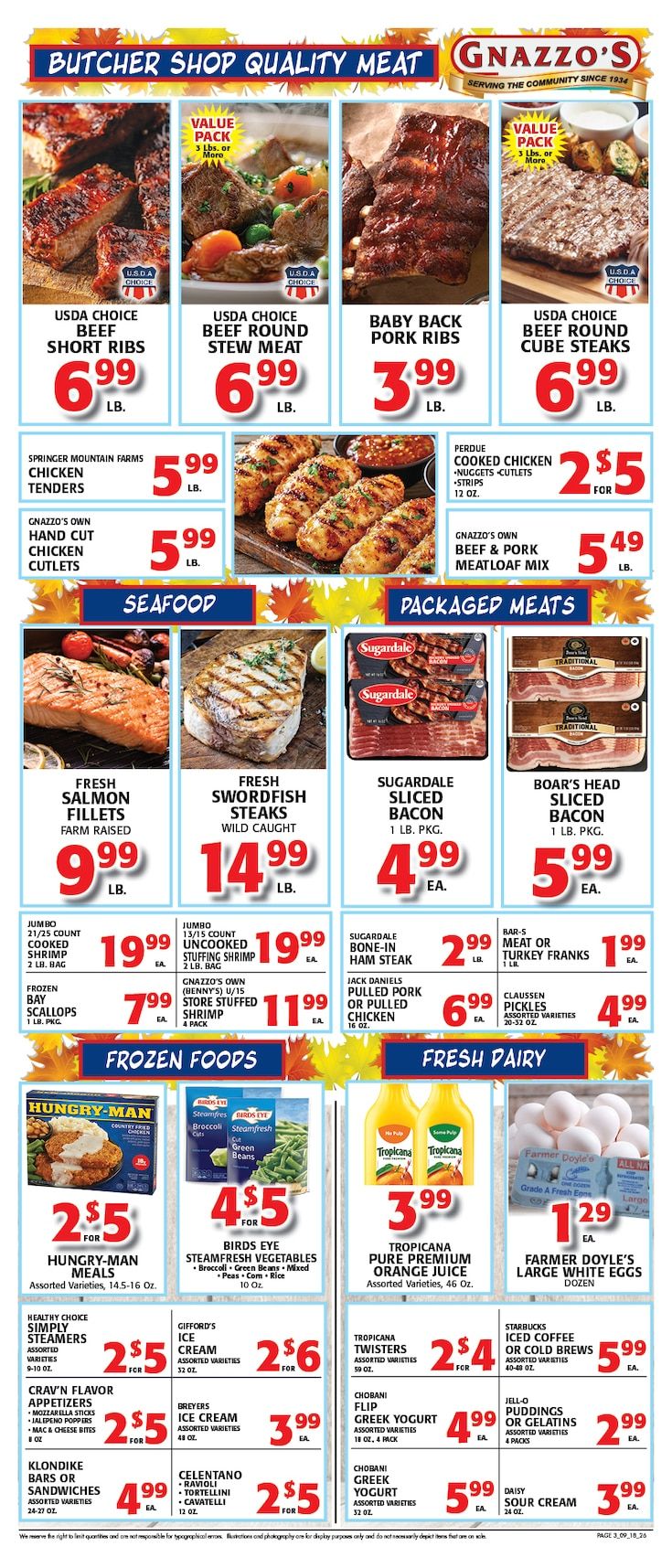Gnazzo's Food Center Weekly Ad September 16 - 22, 2026