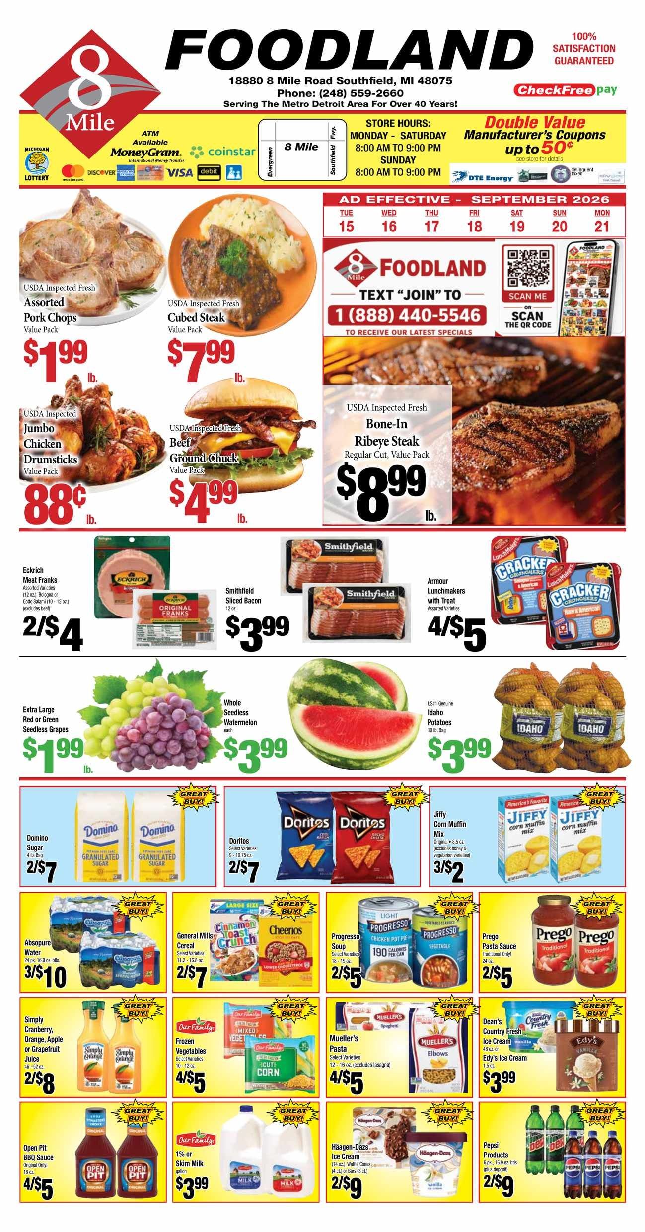 8 Mile Foodland Weekly Ad September 16 - 22, 2026
