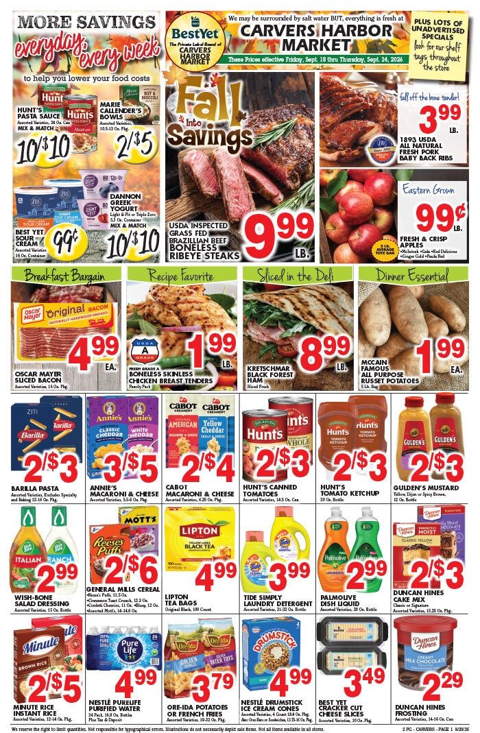 Carver's Harbor Market Weekly Ad September 18 - 24, 2026