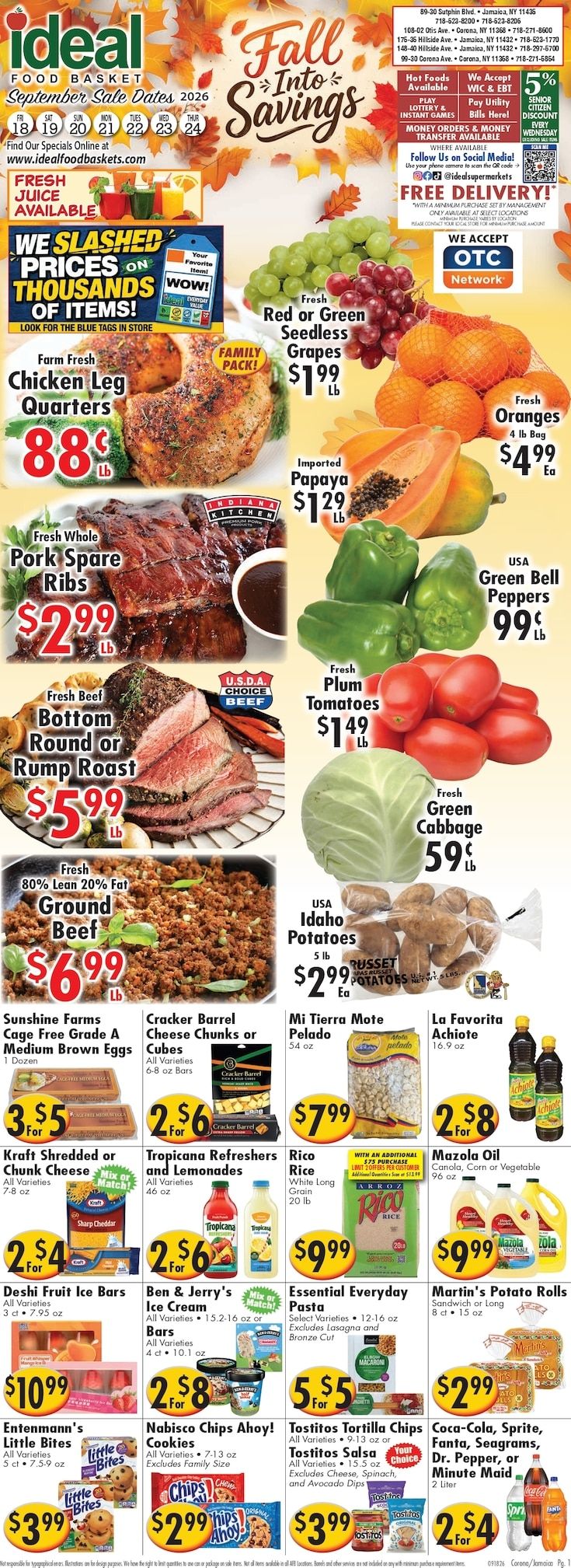 Ideal Food Basket (Corona and Jamaica, NY) Weekly Ad September 18 - 24, 2026
