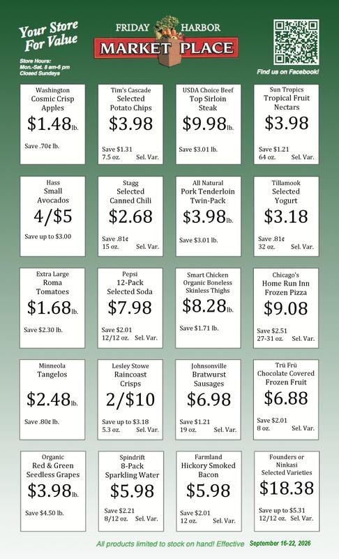 Friday Harbor Marketplace Weekly Ad September 16 - 22, 2026