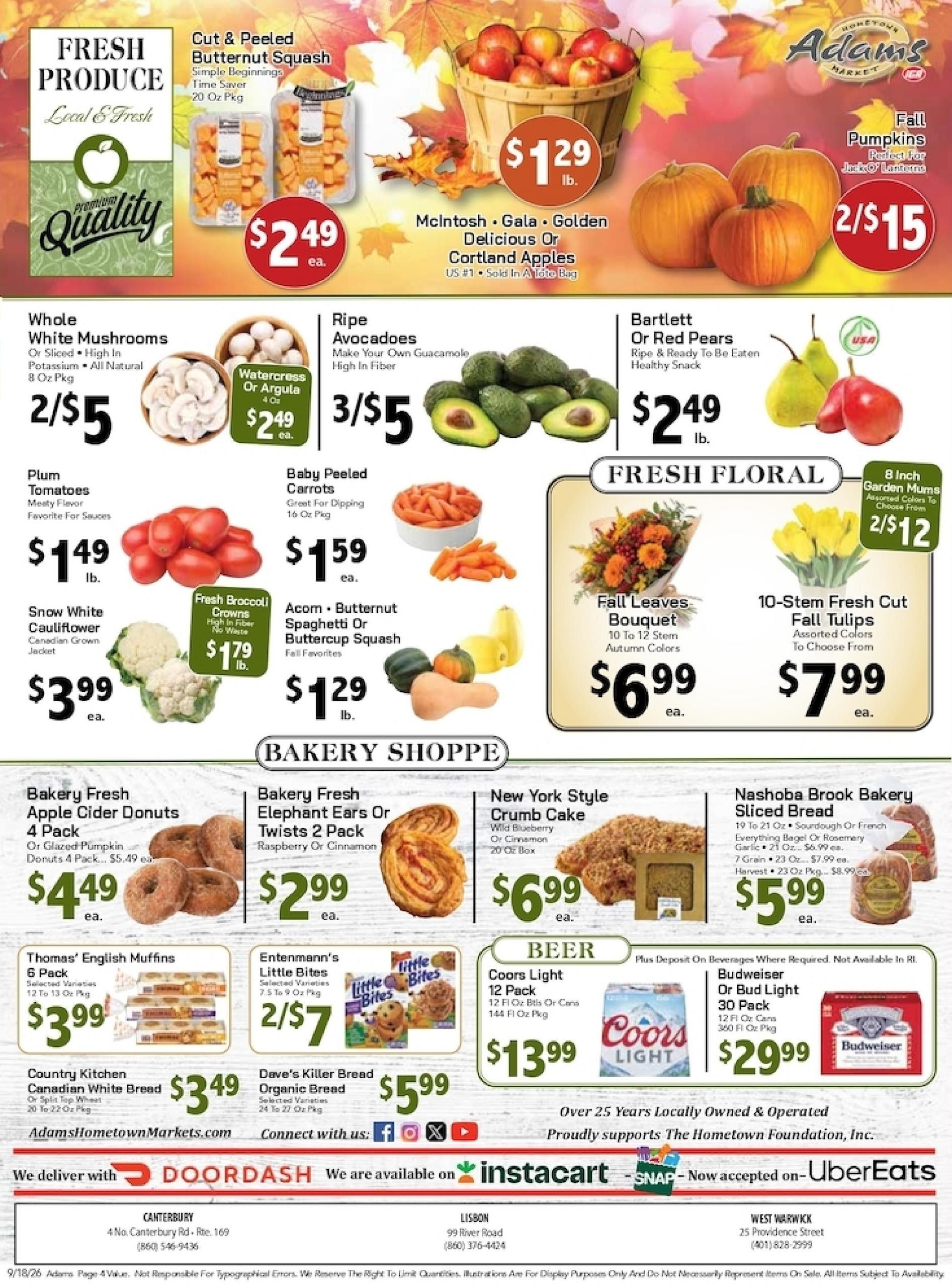 Adams Hometown Market (Cromwell Area, CT) Weekly Ad September 18 - 24, 2026