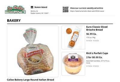 La Bella Marketplace (Staten Island, NY) Weekly Ad September 18 - 24, 2026