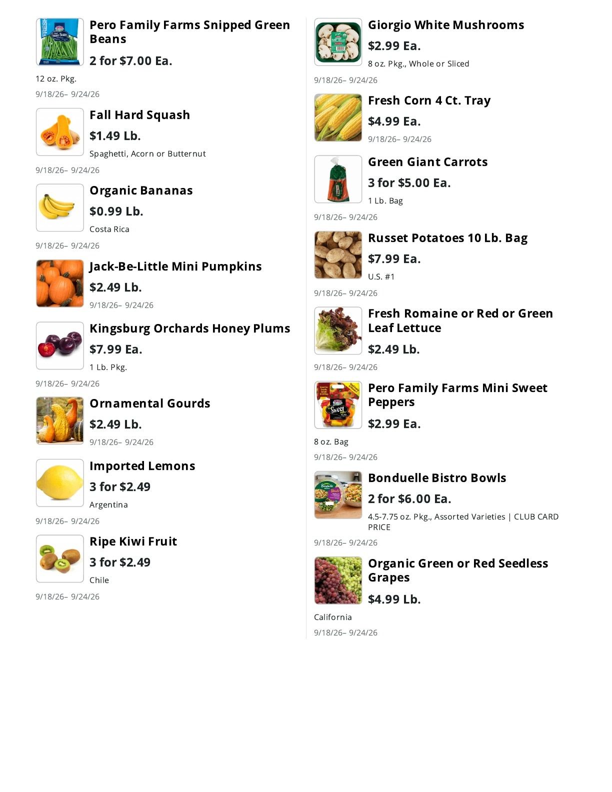 La Bella Marketplace (Staten Island, NY) Weekly Ad September 18 - 24, 2026