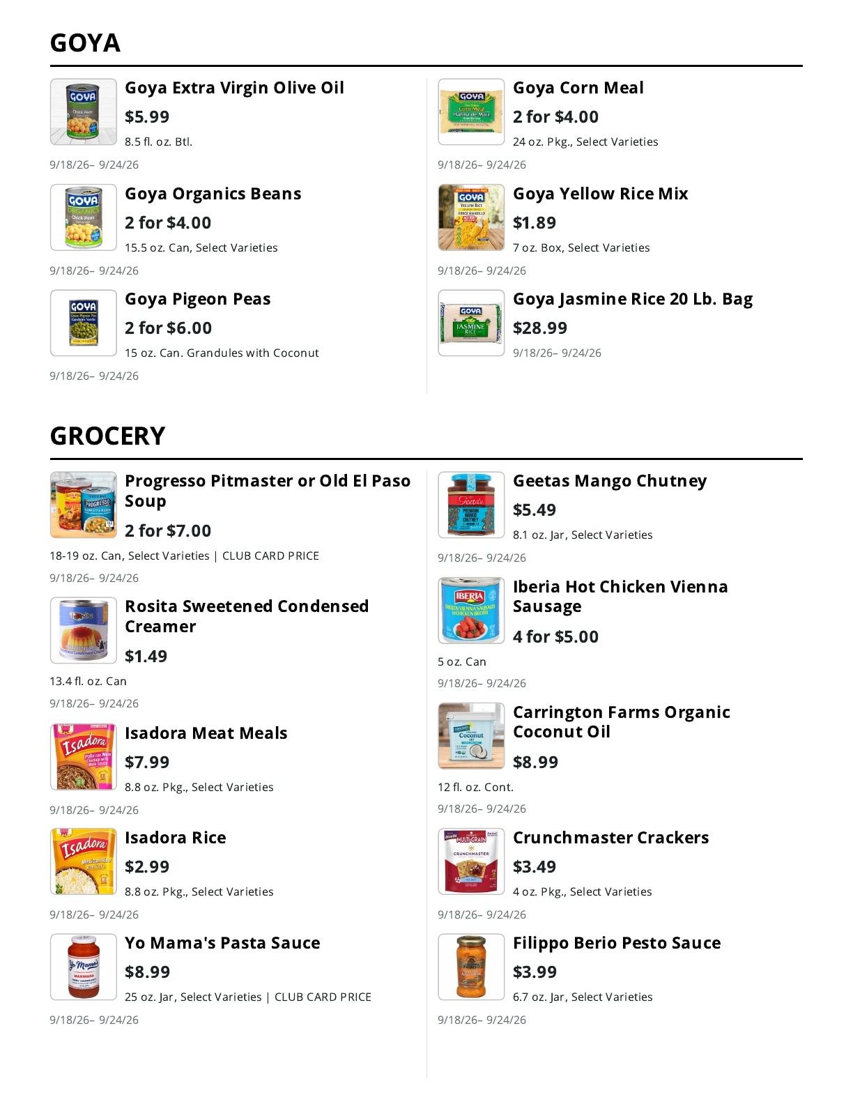 La Bella Marketplace (Brooklyn, NY) Weekly Ad September 18 - 24, 2026