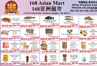 168 Asian Mart Weekly Ad September 18 - 20, 2026