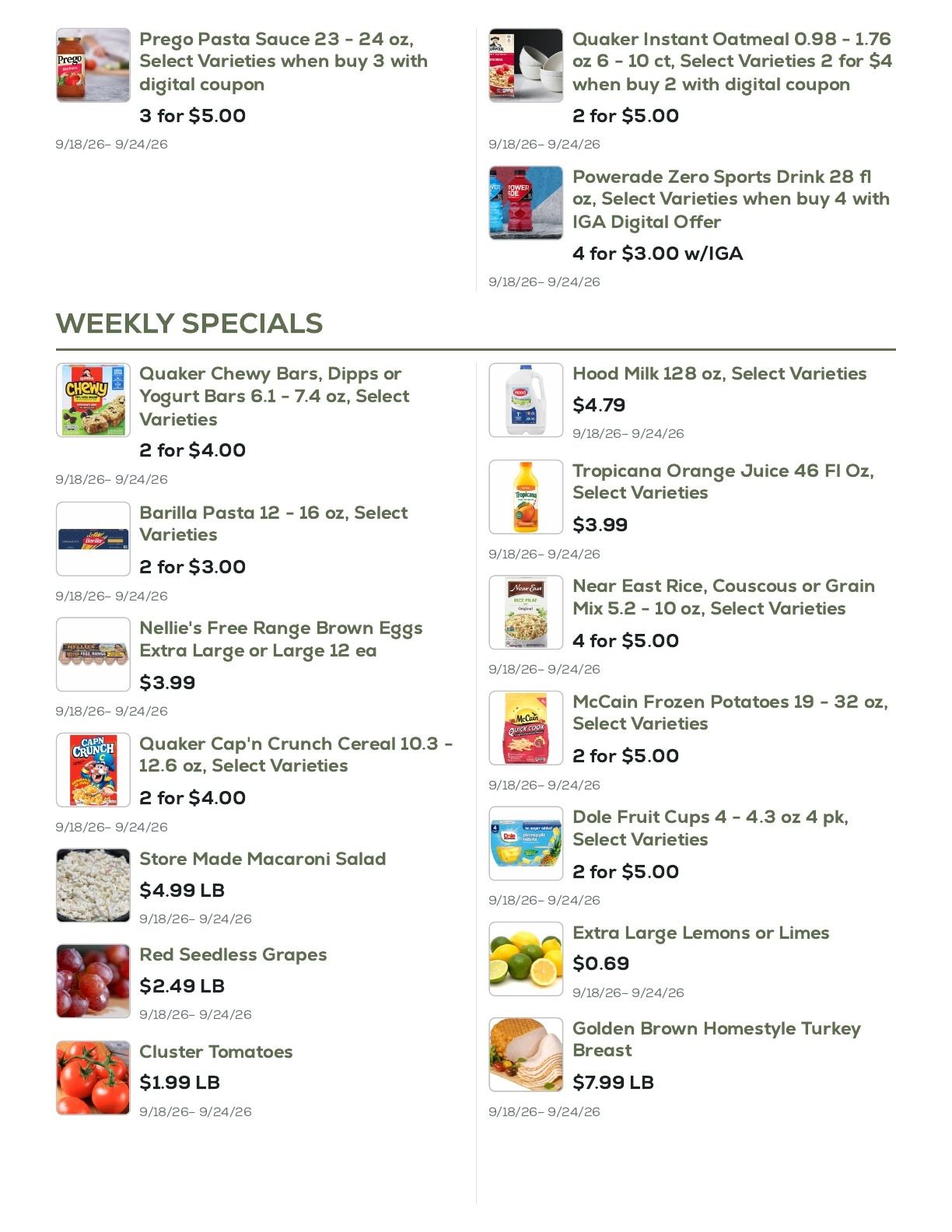 Geissler's Supermarket Weekly Ad September 18 - 24, 2026