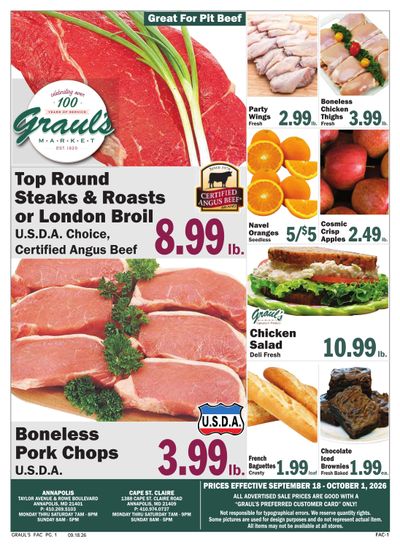 Graul's Market (Maryland) Weekly Ad September 19 - October 1, 2026