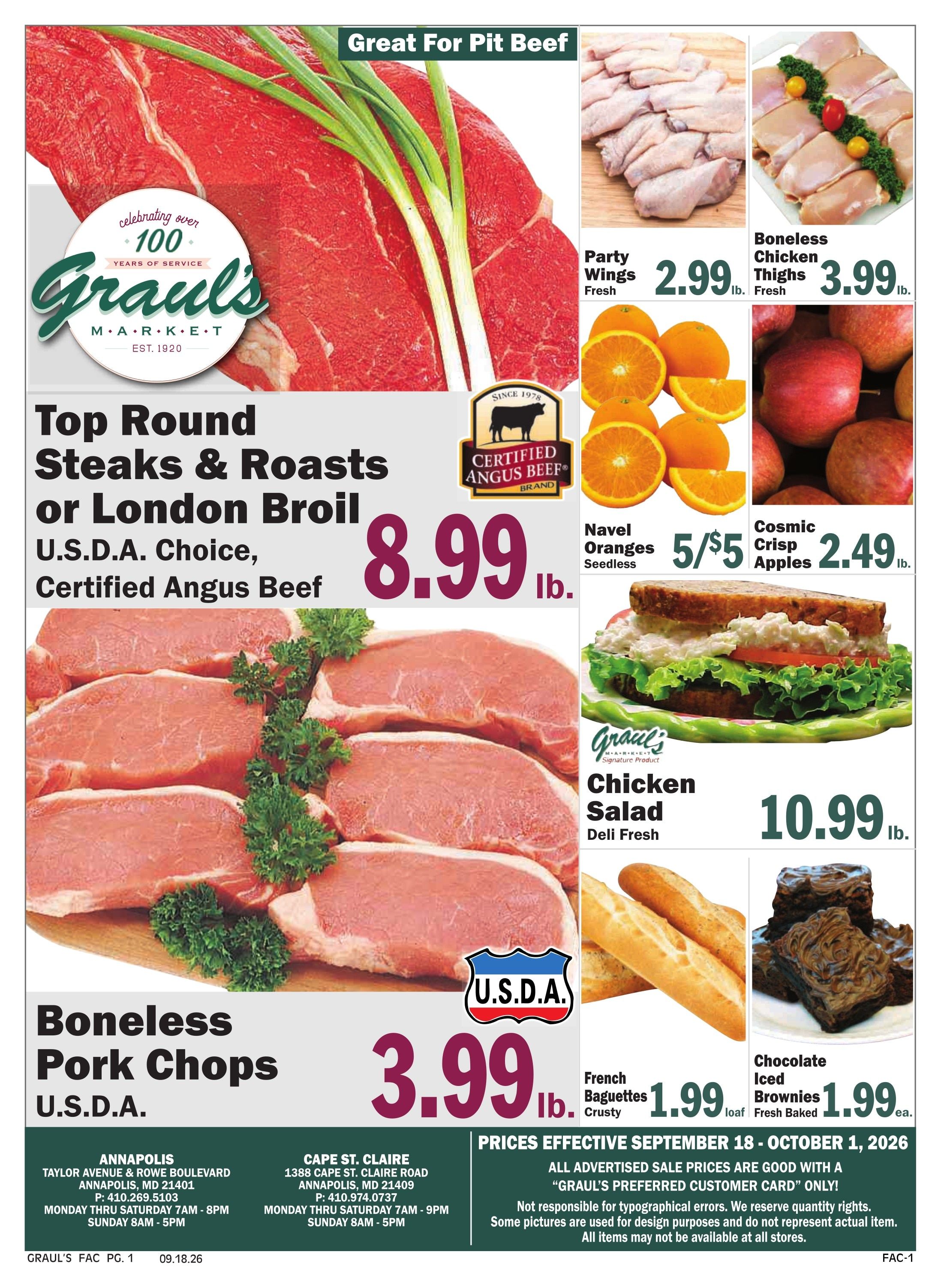 Graul's Market (Maryland) Weekly Ad September 19 - October 1, 2026