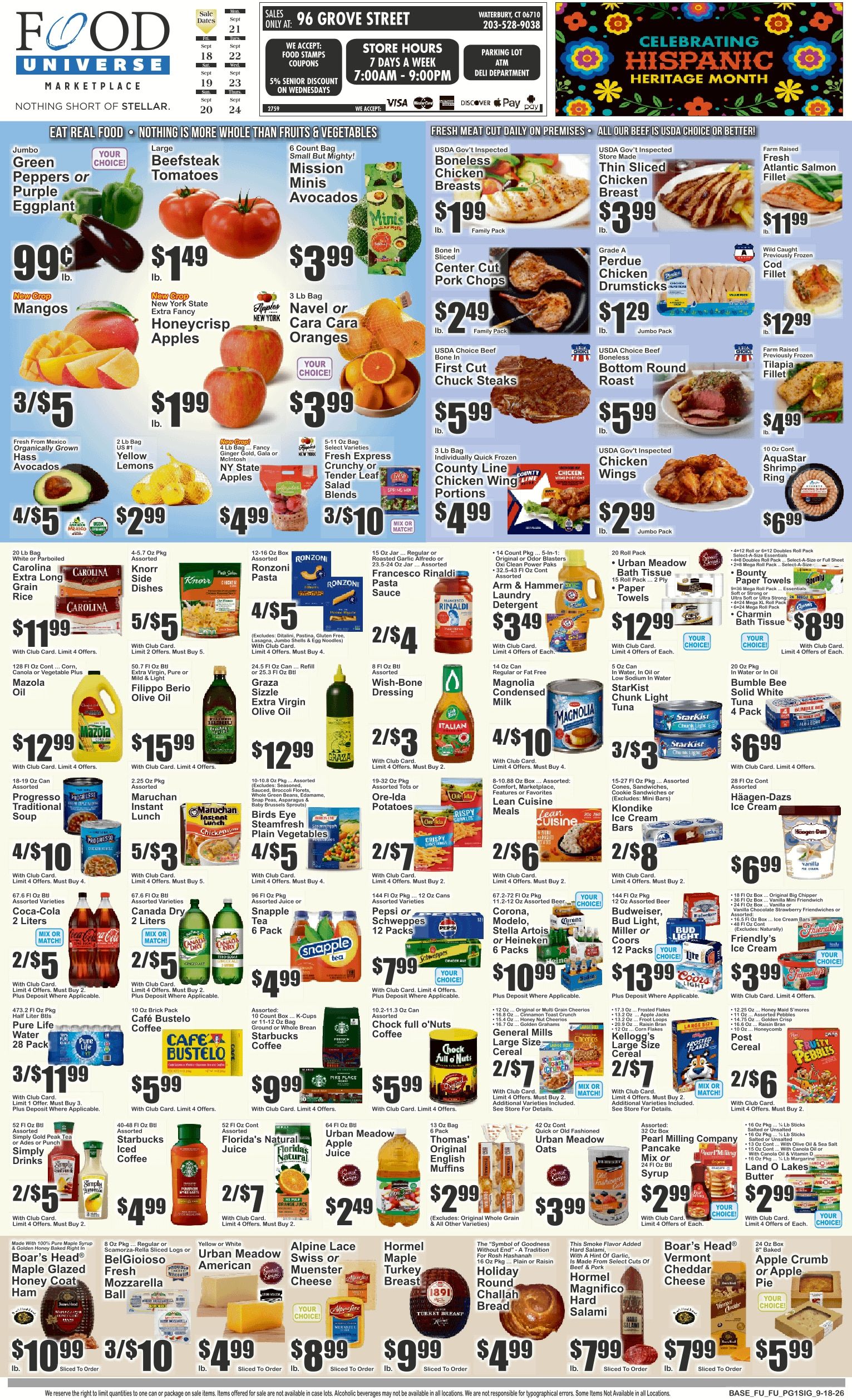 Food Universe (Waterbury, CT) Weekly Ad September 18 - 24, 2026