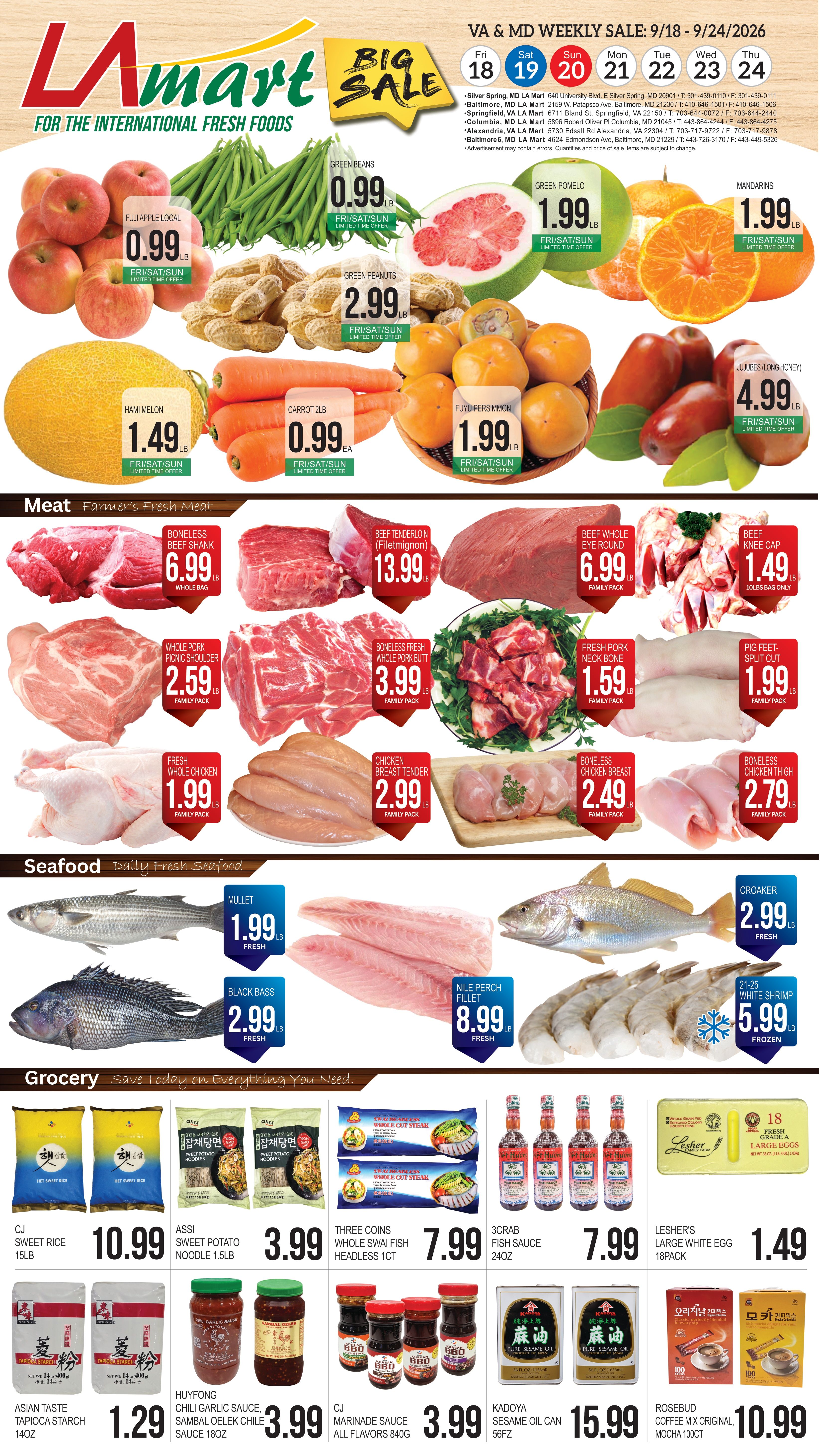 LA Mart English Weekly Ad September 18 - 24, 2026