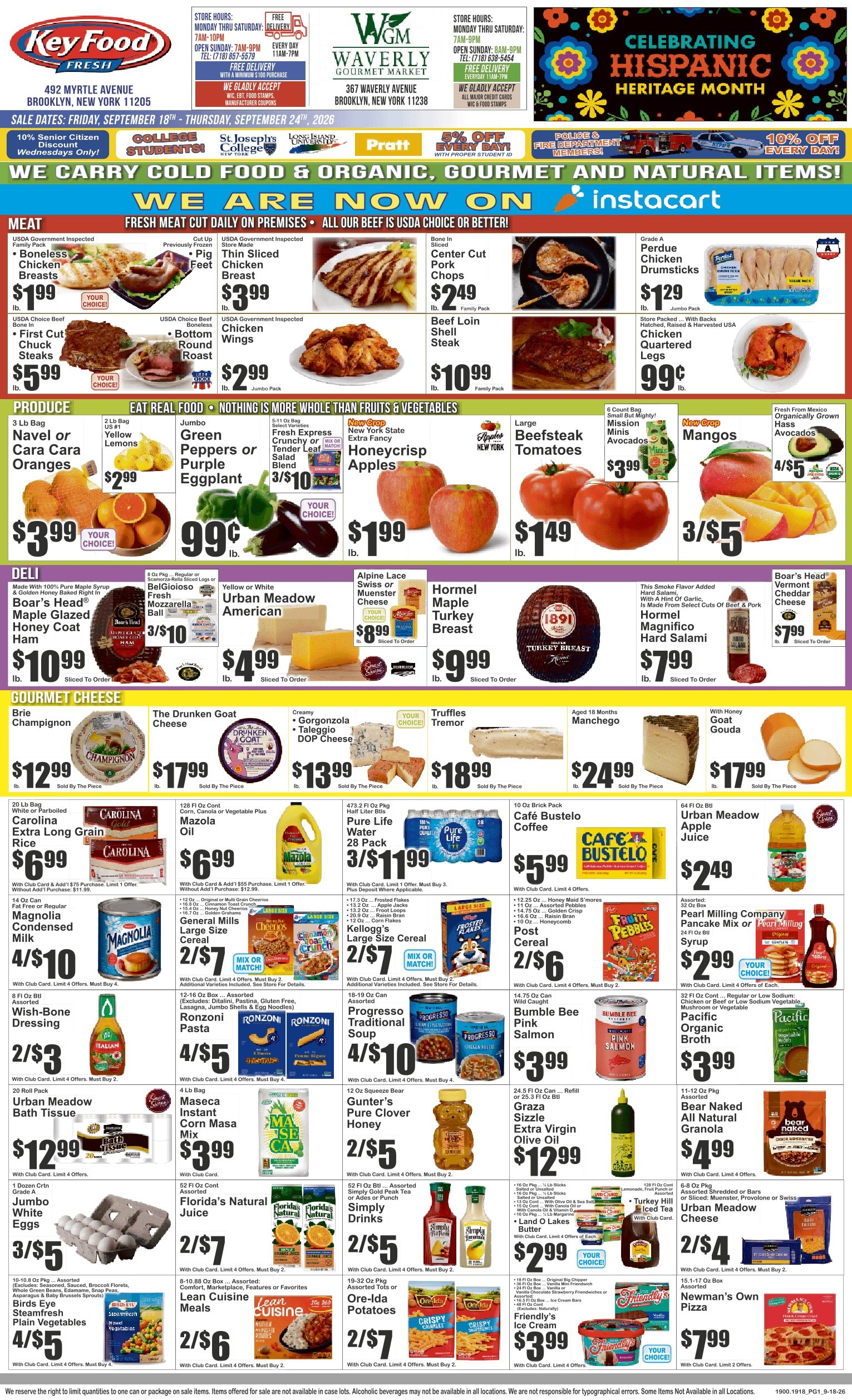 Waverly Gourmet Market (367 Waverly Ave., Brooklyn, NY) Key Food Weekly Ad September 18 - 24, 2026