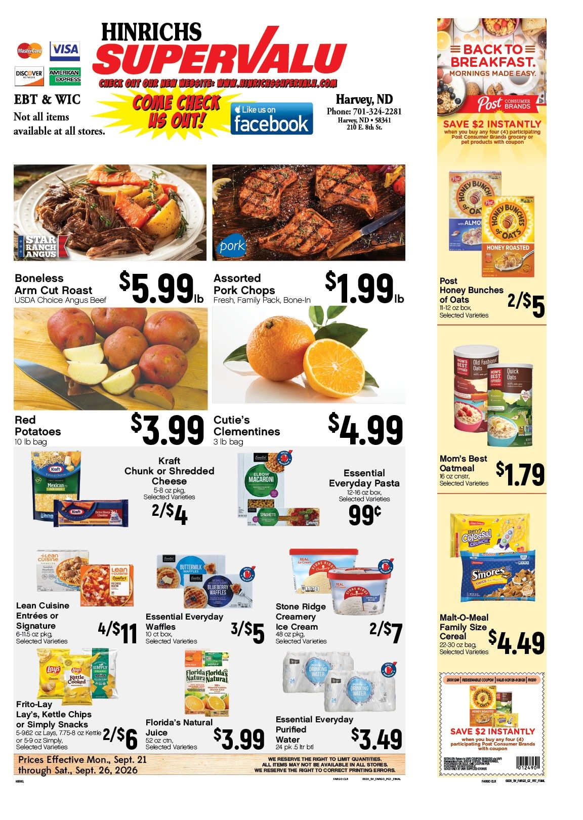 Hinrichs SuperValu Weekly Ad September 21 - 27, 2026
