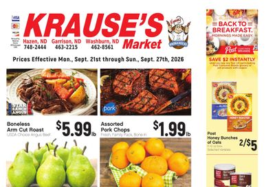 Krause's SuperValu Weekly Ad September 21 - 27, 2026