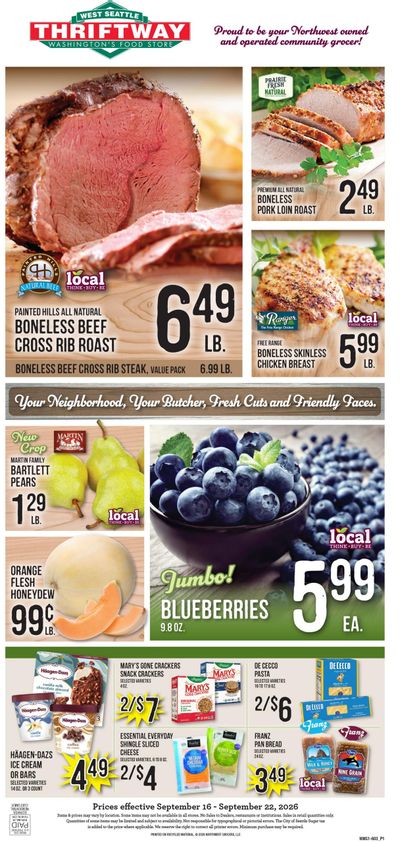 West Seattle Thriftway Weekly Ad September 16 - 22, 2026