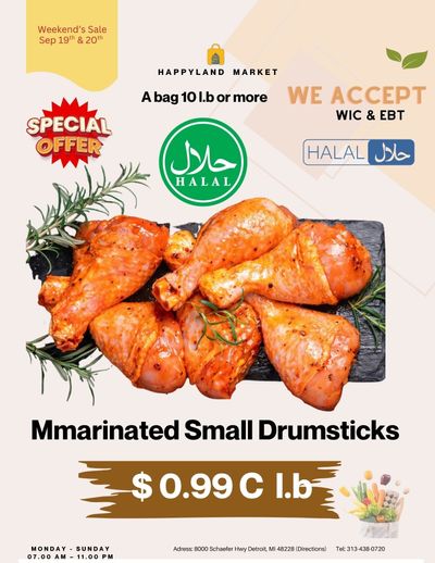 Happy Land Market (8000 Schaefer Highway, Detroit, MI) Weekly Ad September 19 - 19, 2026