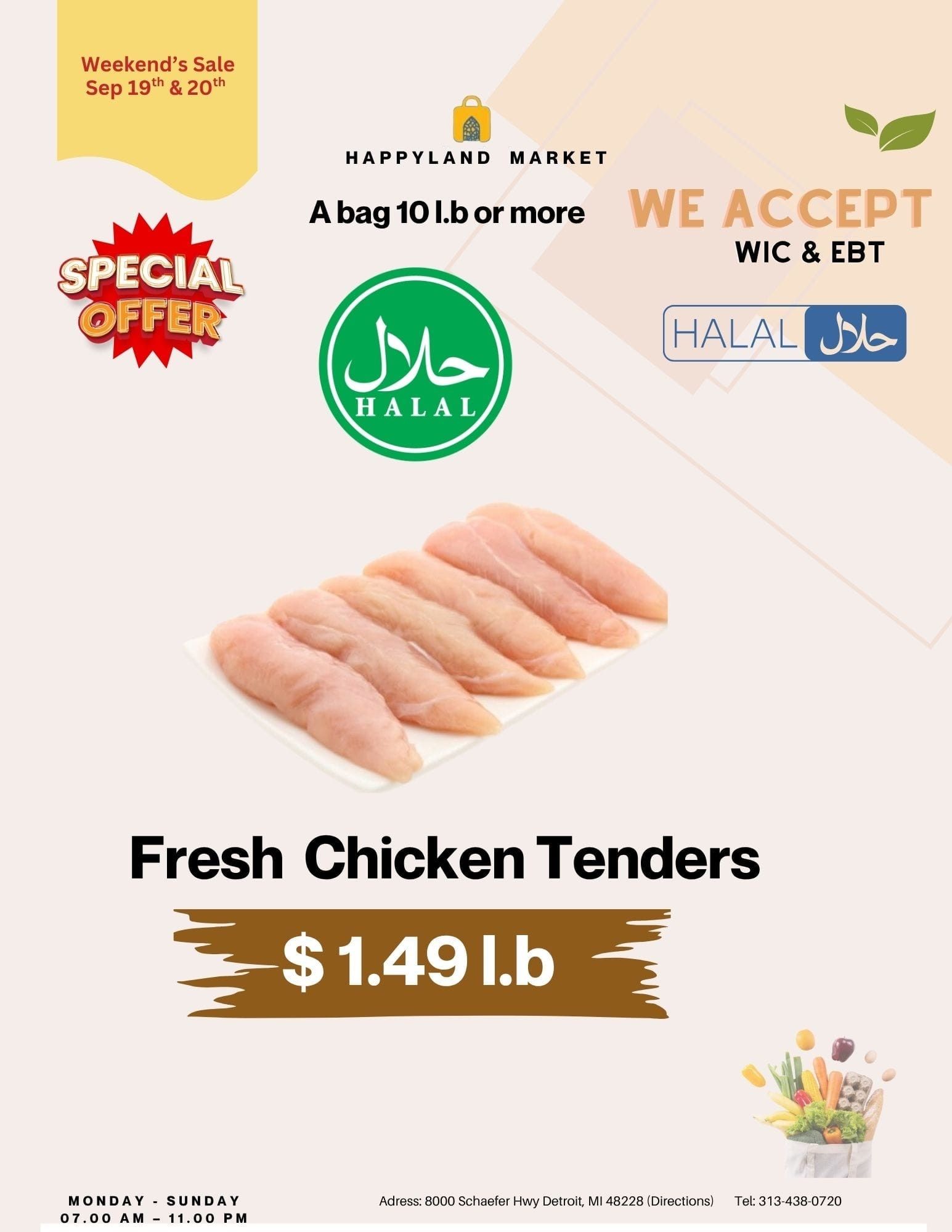 Happy Land Market (8000 Schaefer Highway, Detroit, MI) Weekly Ad September 19 - 19, 2026