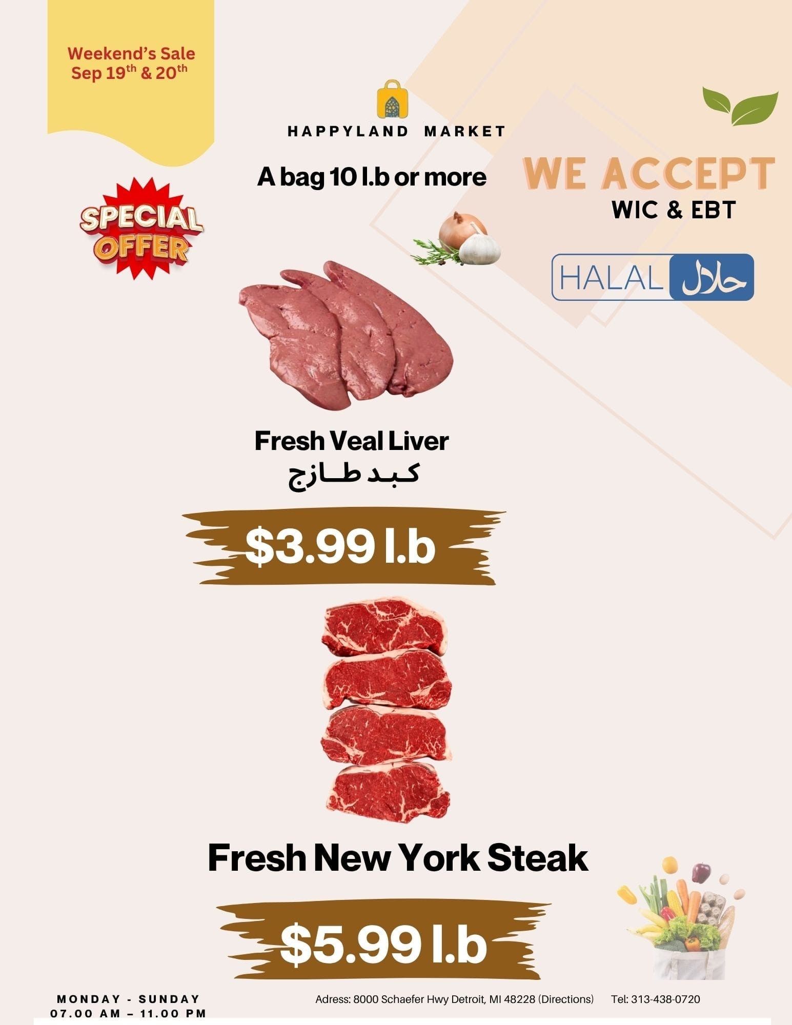 Happy Land Market (8000 Schaefer Highway, Detroit, MI) Weekly Ad September 19 - 19, 2026