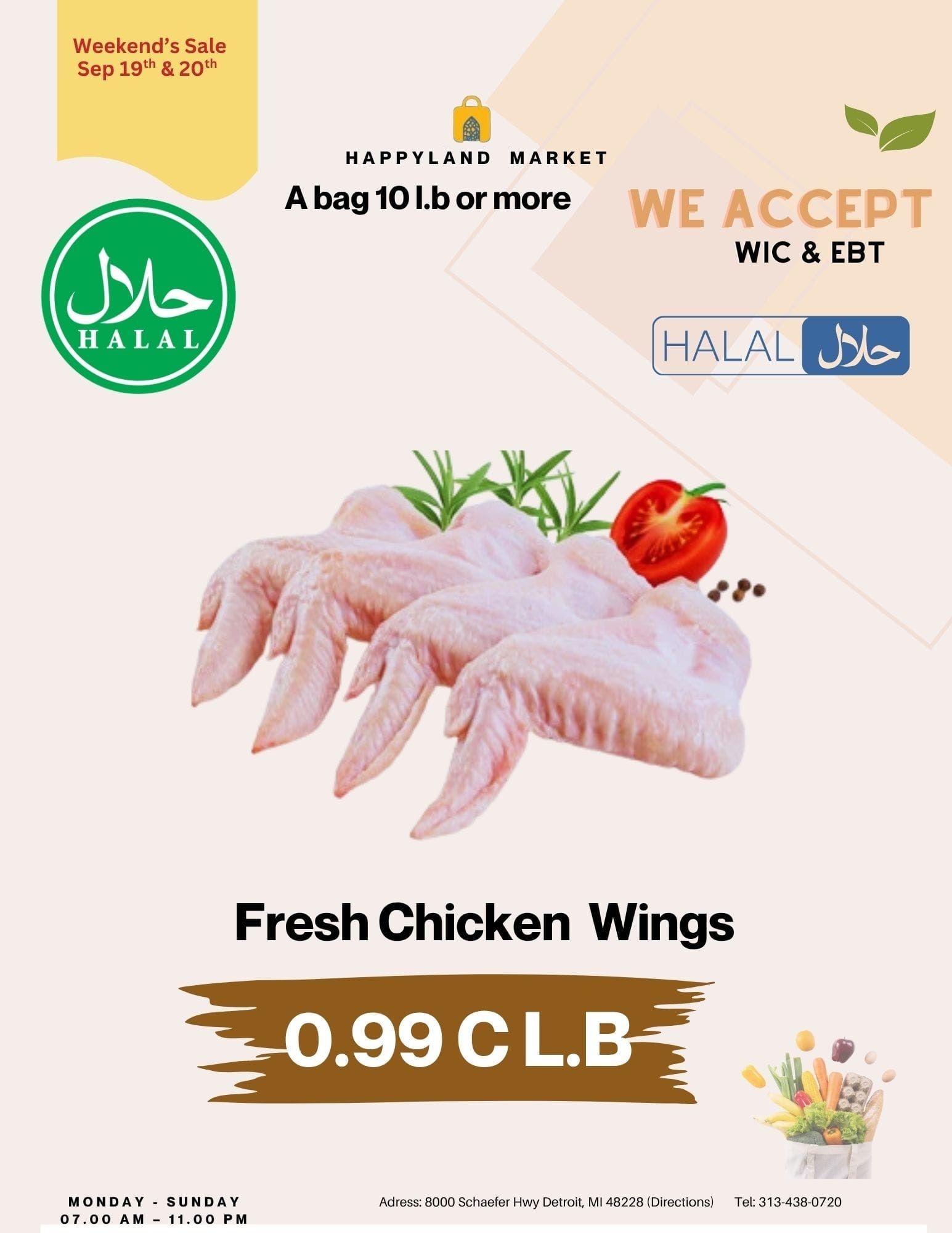 Happy Land Market (8000 Schaefer Highway, Detroit, MI) Weekly Ad September 19 - 19, 2026