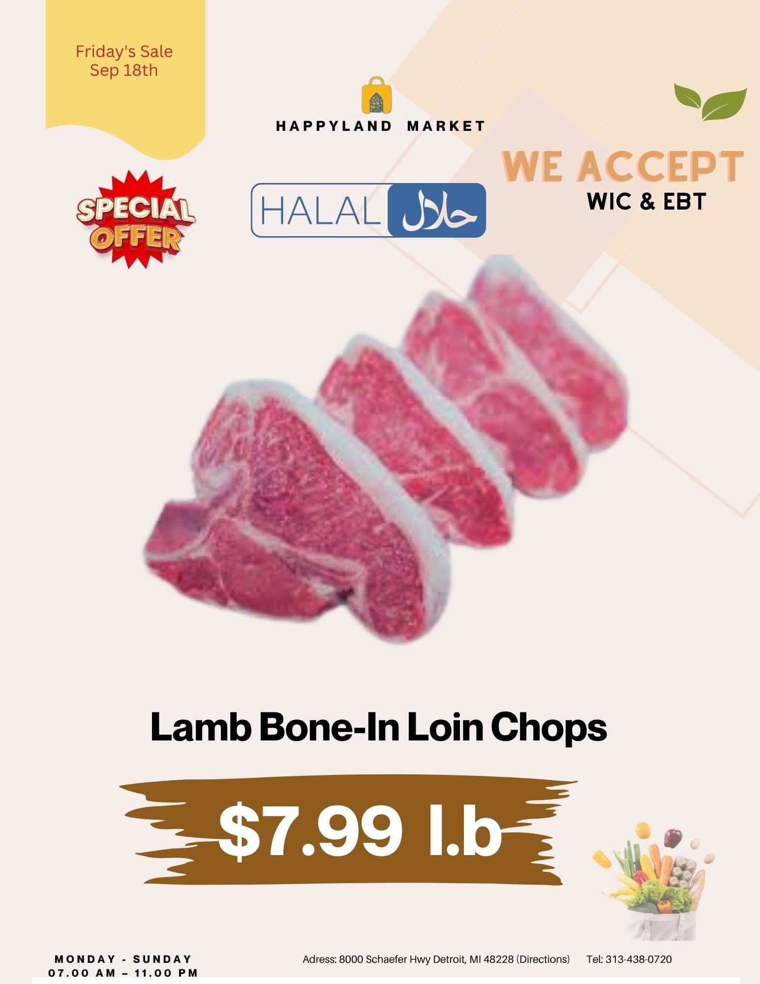 Happy Land Market (8000 Schaefer Highway, Detroit, MI) Weekly Ad September 19 - 19, 2026