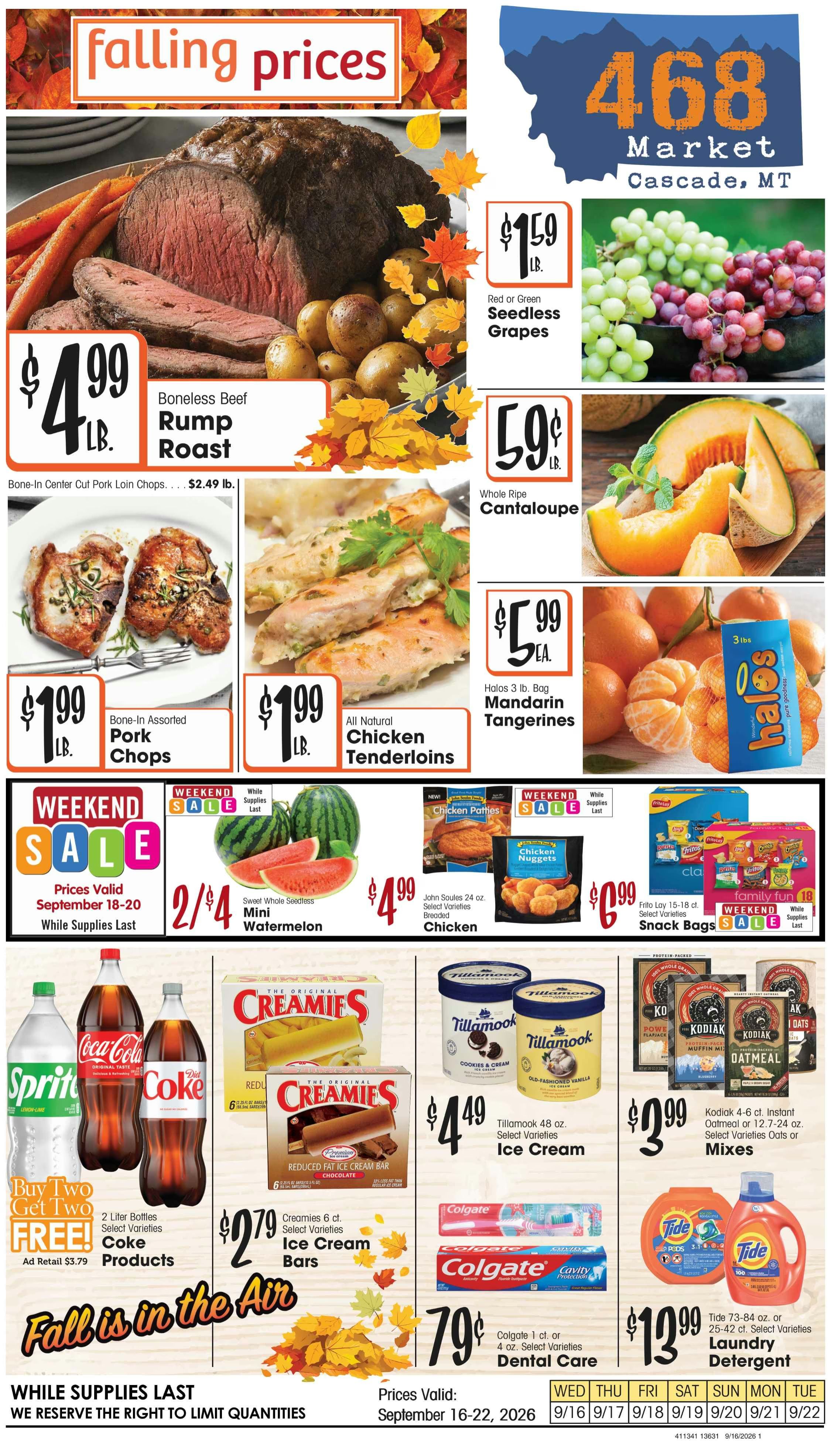 468 Market (130 1st St N, Cascade, MT) Weekly Ad September 16 - 22, 2026