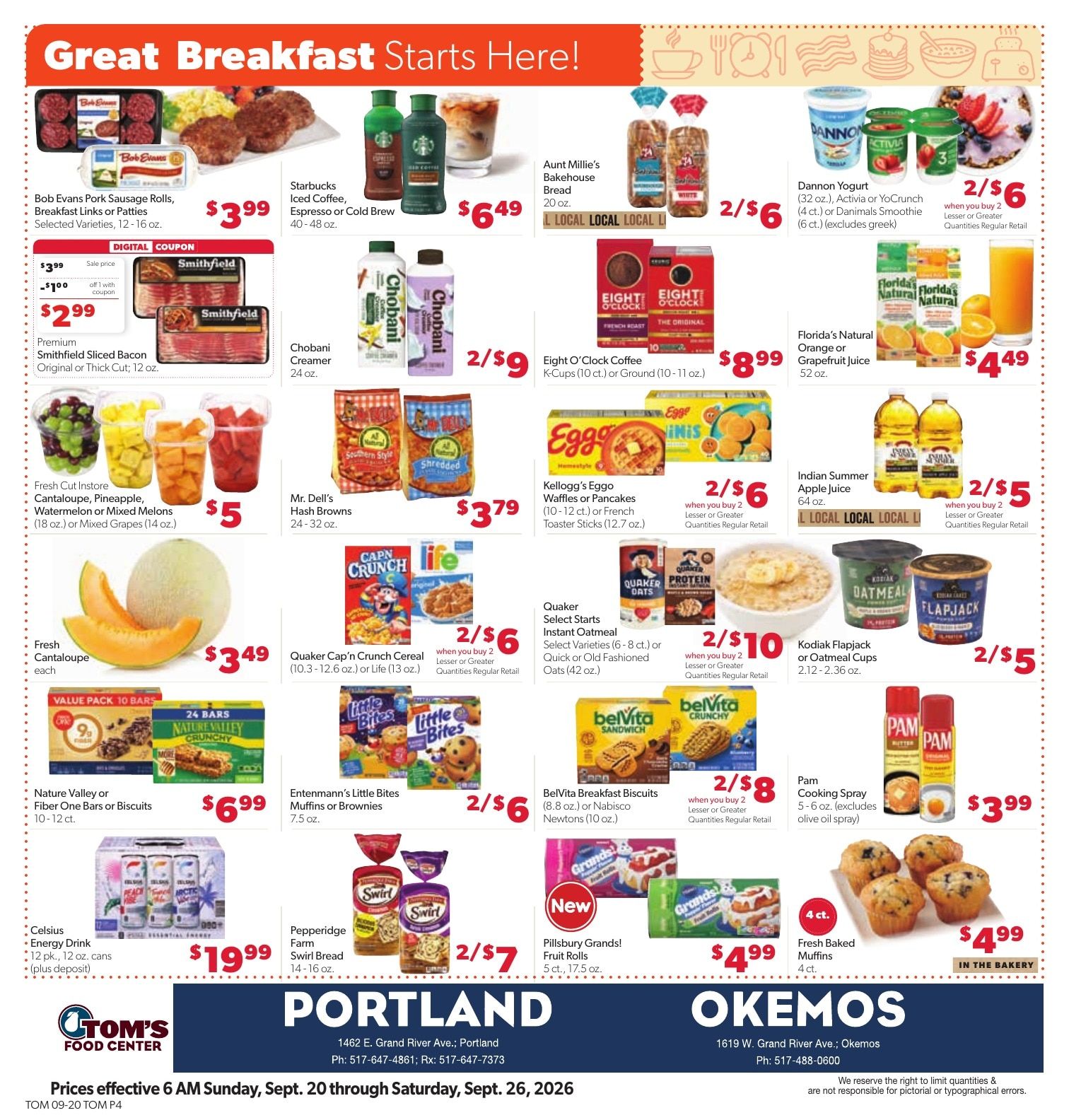 Tom's Food Center Weekly Ad September 20 - 26, 2026