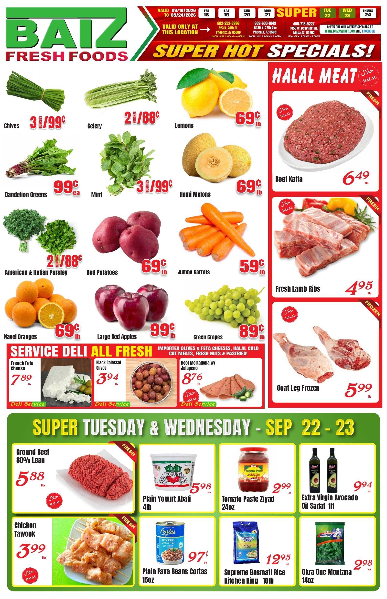 Baiz Market (523 North 20th Street, Phoenix, AZ) Weekly Ad September 18 - 24, 2026